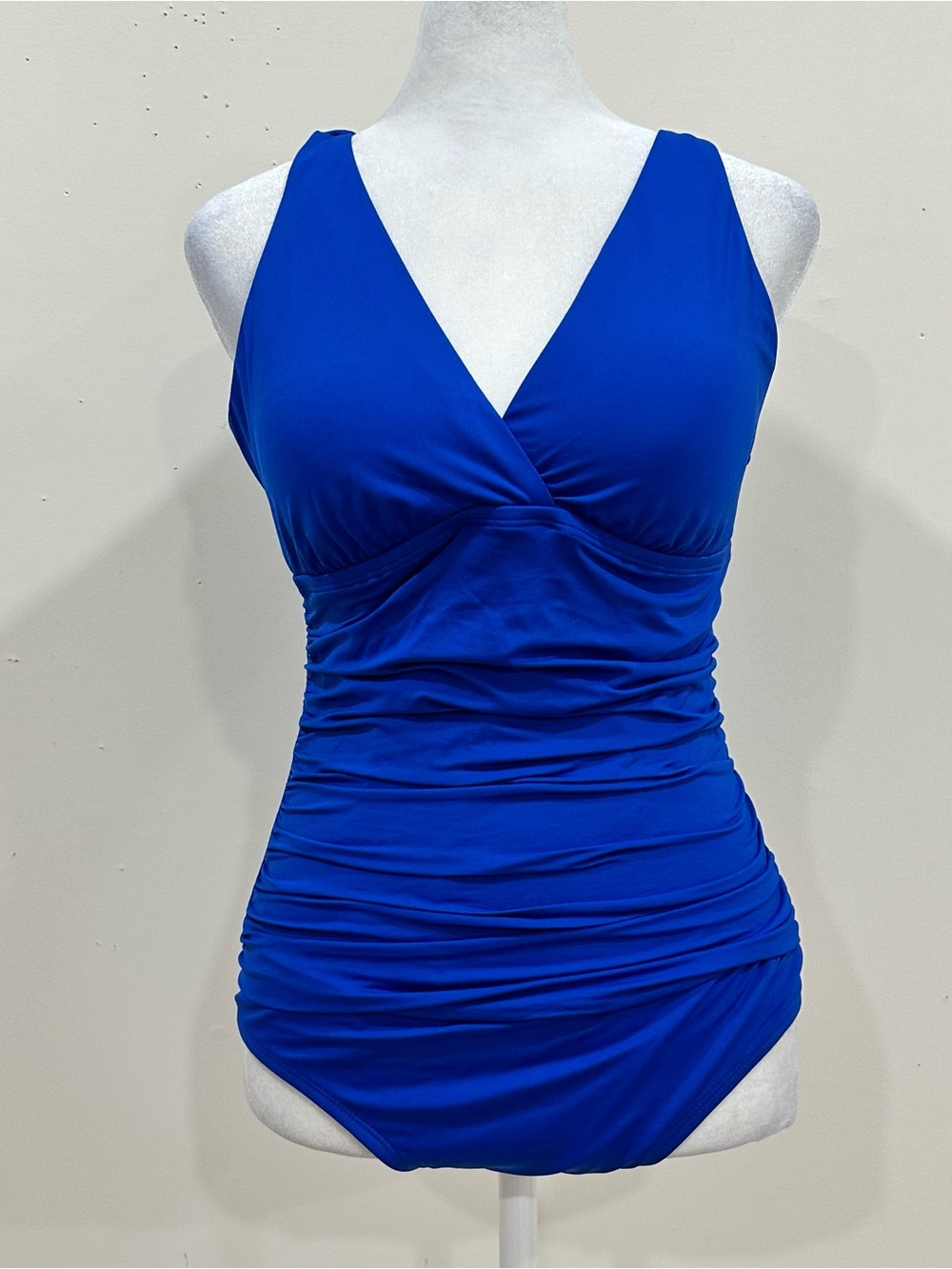 Classic One Piece Swimsuit L Royal Purple Ruched Adjustable‎ Straps